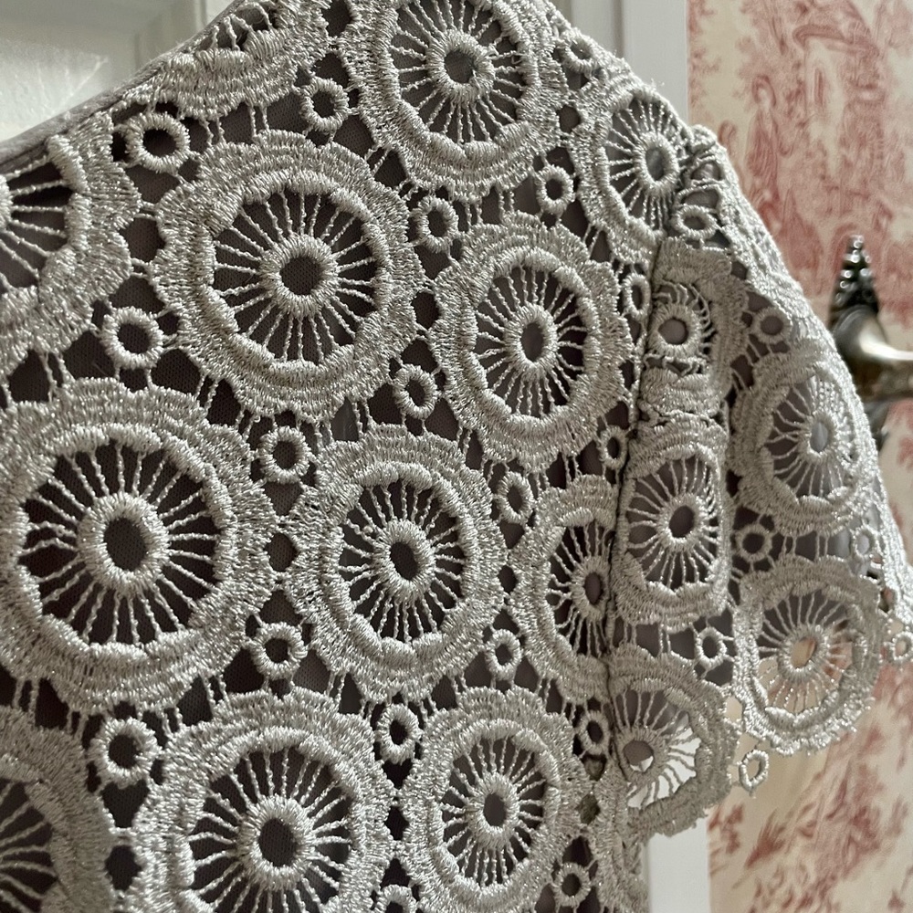Silver lace, above the knee, NWT, dress, Size 14. - Picture 3 of 3